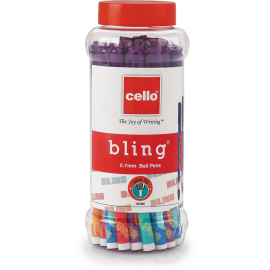 Cello Bling Pastel Ball Pen - Pack of 25 (Blue Ink) with 0.7 mm Tip and Ergonomic Grip