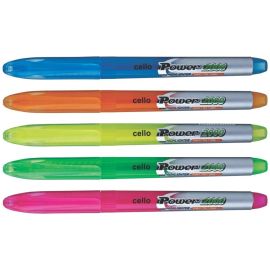 Cello Power Highlighter – Assorted Colors Chisel Tip Highlighters.(5 pcs)