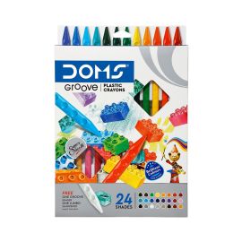 DOMS Groove Plastic Crayon Set – 24 Shades with Ergonomic Design