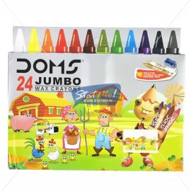 DOMS Jumbo Wax Crayons – 24 Vibrant Shades with Gold and Silver, Non-Toxic, Smudge-Free, Ideal for Children and Artists