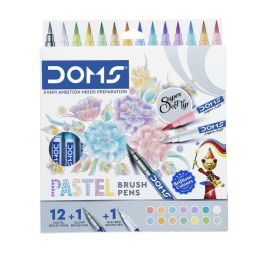 Doms 14-Piece Pastel Brush Pen Set with Blender and Silver Shades