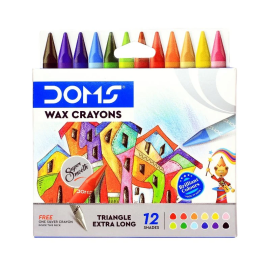 DOMS Extra Long Wax Crayons – 12 Vibrant Shades, Non-Toxic, Smudge-Free, Ideal for Children and Artists