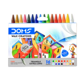 DOMS Long Wax Crayons – 16 Vibrant Shades, Non-Toxic, Smudge-Free, Ideal for Kids and Artists