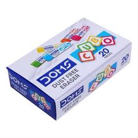 DOMS Non-Toxic Dust Free Extra Long Eraser - Pack of 20 (100Pcs)