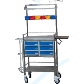 Vivan - Mobile Emergency Crash Cart with Defibrillator Mount and IV Pole (1pcs)