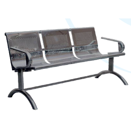  Vivan - Fully Stainless Steel 3-Seater Reception Bench