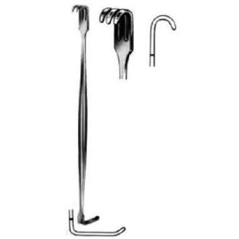 Senn Miller Catpaw Retractor – Double-Ended Surgical Instrument with L-Shaped Blade and Three-Pronged Rake
