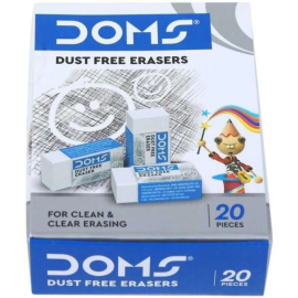 DOMS Dust Free Eraser – Pack of 20, Non-Toxic, Break-Resistant, Ideal for Students and Professionals