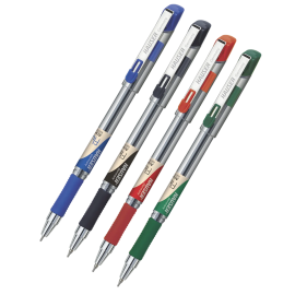 Hauser Fluidic 0.55 mm Refillable Ball Pen | German Ink Technology | Soft Rubber Grip | (5 pcs)