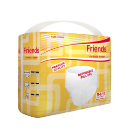 Friends Adult Pull-Up Diapers – Super Absorbent Incontinence Protection (10-Piece Pack)