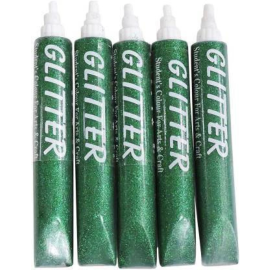 Doms Green Glitter Glue Tube – 15 ml (5 pcs)