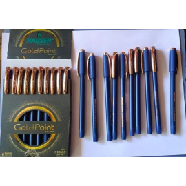 Hauser Gold Point 0.6 mm Ball Pen | Smooth Writing with Ergonomic Grip | Blue Ink | Card Pack of 10Pens