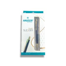Hauser Slender Gold Designer Metal Ballpoint Pen – Smooth Blue Ink, Retractable, Ergonomic Design