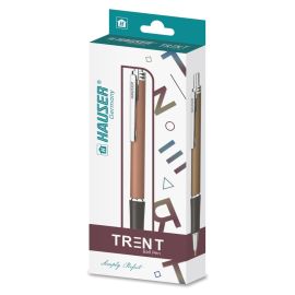 Hauser Trent Retractable Ball Pen with 0.7 mm Fine Tip and Ergonomic Grip, Blue Ink, Pack of 5