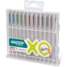 Hauser XO Multicolor Gel Pen Set - Pack of 12 Assorted Colors (Fine Tip, Smooth Writing)