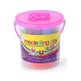Kores Kool Clay 80g Bucket – Non-Toxic, Non-Drying, Scented Modeling Clay with 6 Standard and 2 Neon Shades, Includes 3 Molds