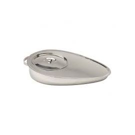 Stainless Steel Bed Pan with Lid and Integrated Handle - 4L Capacity