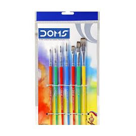 Doms Colourmate Premium Synthetic Flat & Round Brush Set - Pack of 7