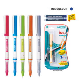 Hauser Inx HD Liquid Ink Fountain Pen - Single Unit (Blue Ink, Cushioned Nib with Iridium Tip)