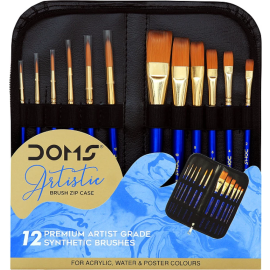 Doms Premium 12-Piece Synthetic Brush Set with Zip Case
