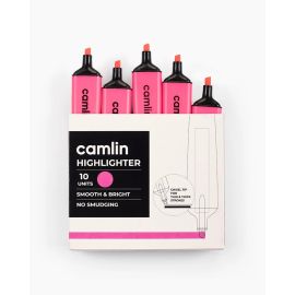 Camlin Fluorescent Pink Highlighter with Chisel Tip – Pack of 5
