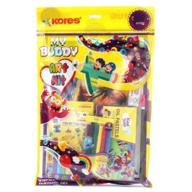 Kores My Buddy 48-Piece Art and Stationery Kit – Non-Toxic, Multicolor Set with Drawing Book, Pencils, Crayons, and More