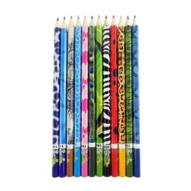Little Tree Premium 12-Color Erasable Wooden Pencils with Animal Patterns