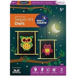 Pidilite Fevicreate Sequin Art Owls Kit – DIY Craft Set for Kids
