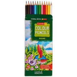 Camlin Premium Full-Size Colour Pencils - Set of 12 Vibrant Shades with Free Sharpener
