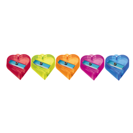 Nataraj Crystal Heart Pencil Sharpener – Heart-Shaped, Semi-Transparent Neon Colors, Durable 21° Blade(5pcs)