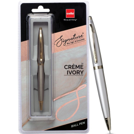 Cello Signature Crème Ivory Ball Pen – Premium 0.7 mm Blue Ink Twist Pen with Ivory and Gold Finish