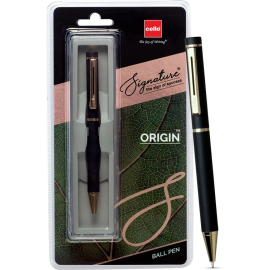 Cello Signature Origin Ball Pen – Premium 0.7 mm Blue Ink Twist Pen with Matte Black and Gold Finish