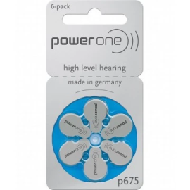 PowerOne P675 Hearing Aid Batteries – Size 675, Mercury-Free, 6-Pack