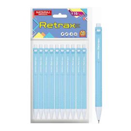 Nataraj Retractable Ball Pen - Fine Tip, Comfortable Grip, Smudge-Resistant Blue Ink (Pack of 10)