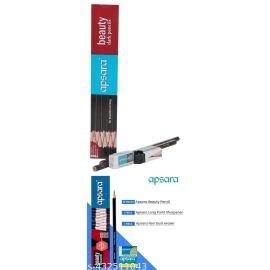 Apsara Beauty HB Pencils – Pack of 10 Classic Black Hexagonal Pencils with Free Sharpener and Eraser