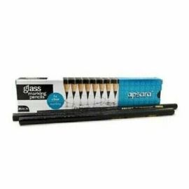 Apsara Black Glass Marking Pencils – Pack of 10 | Wax-Based Lead for Multi-Surface Marking