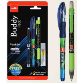 Cello Buddy Fountain Pen Blue Ink Pens with Fine Nib and Ergonomic Design.