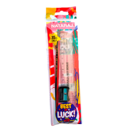 Nataraj Best of Luck Kit - Complete Stationery Set with Pencil, Eraser, Sharpener, and 15 cm Scale (5 pcs)