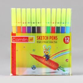 Camlin 12-Color Assorted Sketch Pen Set – Non-Toxic, Flexible Tip, Child-Safe