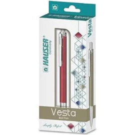 Hauser Vesta Retractable Ball Pen with 0.7 mm Fine Tip and Ergonomic Grip, Blue Ink, Pack of 5