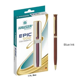 Hauser Epic Gold Designer Metal Ballpoint Pen – Smooth Blue Ink, Twist Mechanism, Ergonomic Design