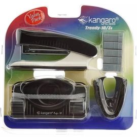 Kangaro Trendy 10/Z4 Office Stationery Set – Stapler, Punching Machine, Staple Remover, and Staples