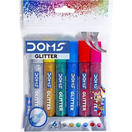  Doms Glitter Glue Set – 6 Vibrant Shades (10 ml Each)