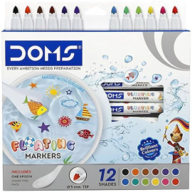 Doms Floating Markers – 12 Vibrant Shades with Ceramic Spoon for Interactive Drawing