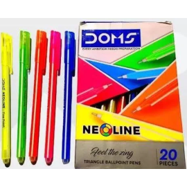 Doms Neoline Ball Pen – Pack of 20 Blue Ink Pens with 0.6 mm Fine Tip