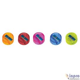 Nataraj Crystal Round Pencil Sharpener – Semi-Transparent Neon Colors, Ergonomic Grip, Durable 21° Blade (5 pcs)