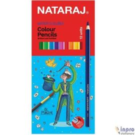 Nataraj Full-Size Hexagonal Colour Pencils - Pack of 12 Vibrant Non-Toxic Shades with Sharpener