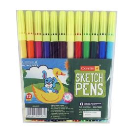 Camlin 12-Color Sketch Pen Set – Assorted Shades, Non-Toxic, Flexible Tip