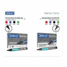 Doms Refilo Black Permanent Marker Pen – Refillable, Non-Toxic, Multi-Surface Use.