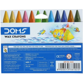 DOMS TRI Jumbo Wax Crayons – 13 Shades Including Silver, Triangular Non-Toxic Crayons for Kids and Artists